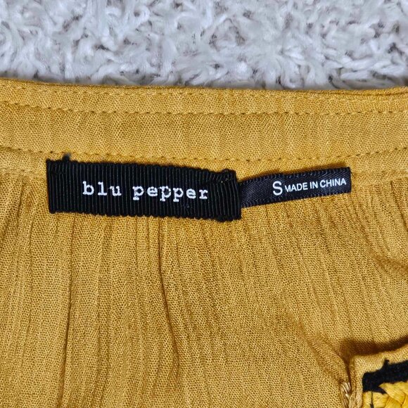 COPY - Dress. Mustard Yellow. Black & White Embroidery. Blu Pepper Brand. - Picture 13 of 13